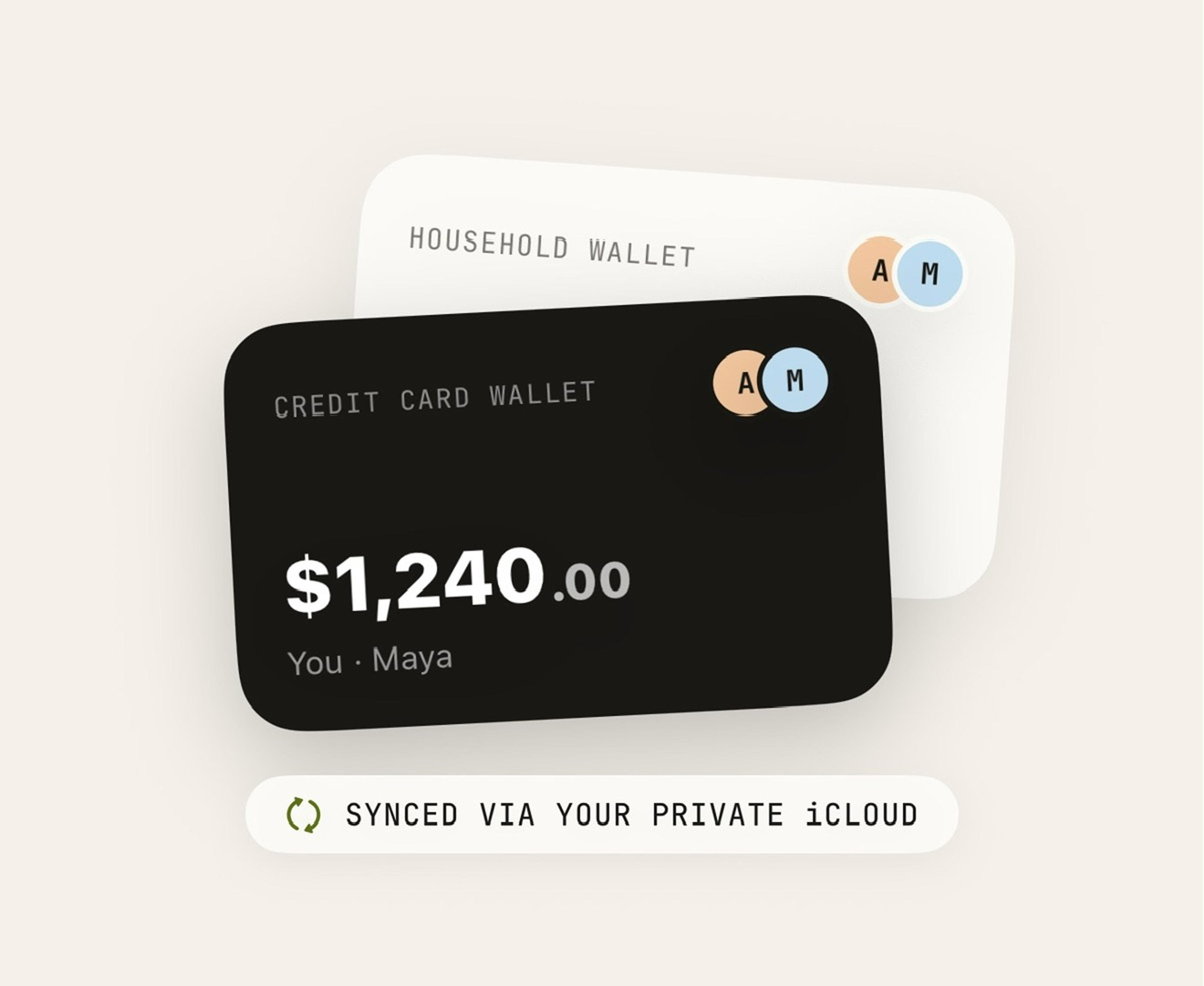 Shared wallet showing contributions from multiple people